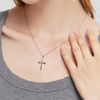 Women's Cross Necklace, Handcrafted from S925 sterling silver, Plated in white gold, with 11 hand-set A+ grade cubic zirconia stones (18 + 2 in).