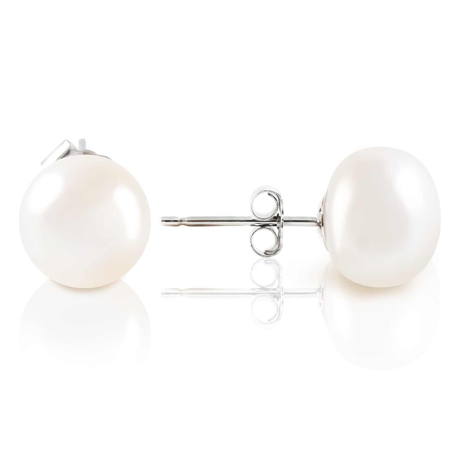925 Sterling Silver Pearl Stud Earrings for Women – Natural Freshwater Pearls, 18K White Gold Plated, Hypoallergenic & Perfect for Everyday Elegance