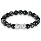 Viking Rune Beaded Bracelet for Men – Natural Gemstones (Lapis Lazuli/Black Agate/Tiger Eye) – Adjustable Elastic, Symbol of Strength & Protection, Perfect Gift for Men