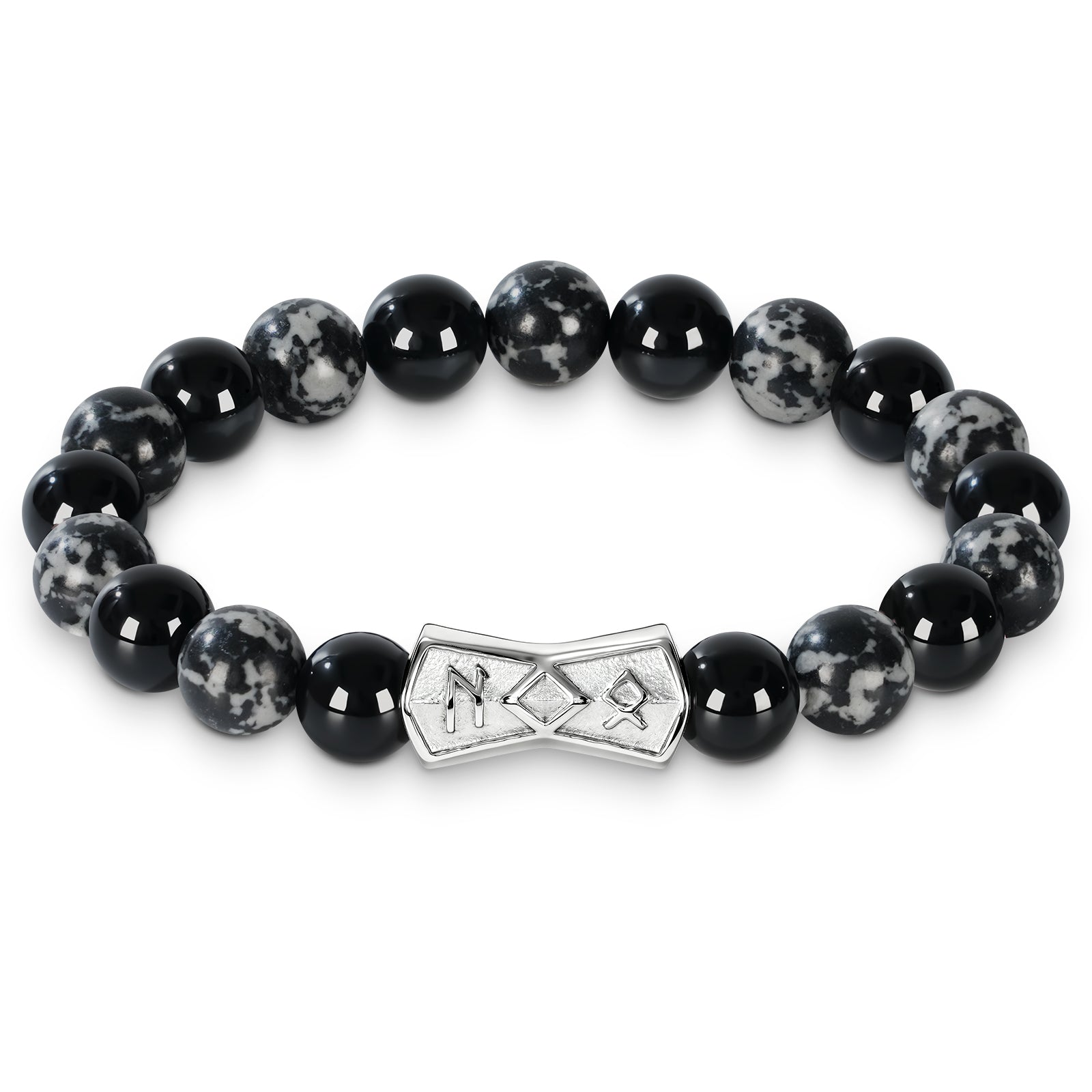 Viking Rune Beaded Bracelet for Men – Natural Gemstones (Lapis Lazuli/Black Agate/Tiger Eye) – Adjustable Elastic, Symbol of Strength & Protection, Perfect Gift for Men