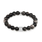 Men’s Beaded Bracelet – Handcrafted 10MM Natural Stone Bracelet (Lapis Lazuli/Silver Sheen Obsidian), Symbolizing Faith & Strength