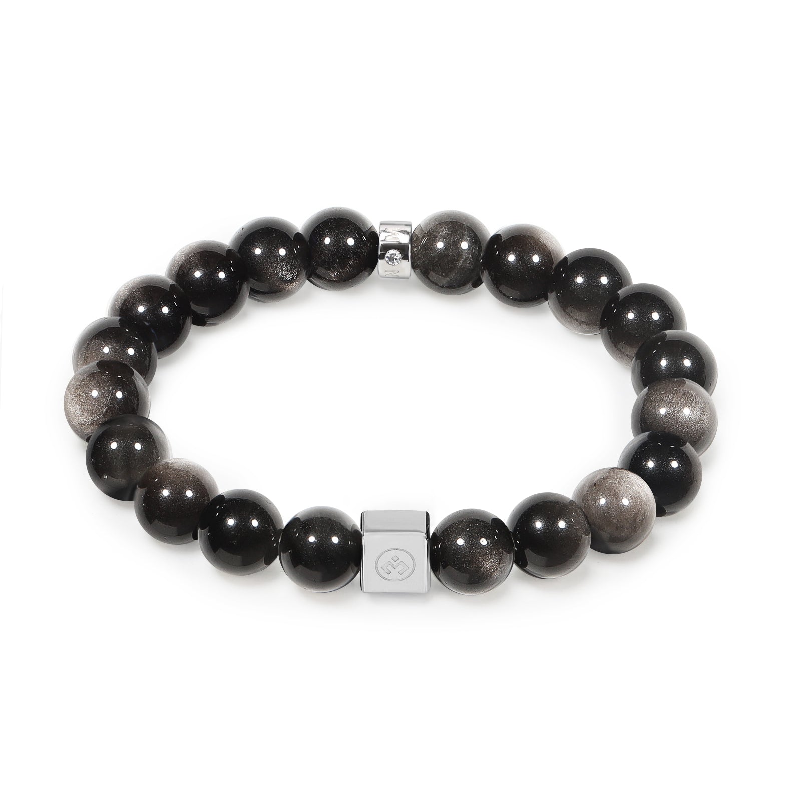 Men’s Beaded Bracelet – Handcrafted 10MM Natural Stone Bracelet (Lapis Lazuli/Silver Sheen Obsidian), Symbolizing Faith & Strength