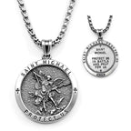 925 Sterling Silver St. Michael Necklace – Christian Archangel Medal Pendant with Stainless Steel Chain, Symbol of Divine Protection, Faith & Strength