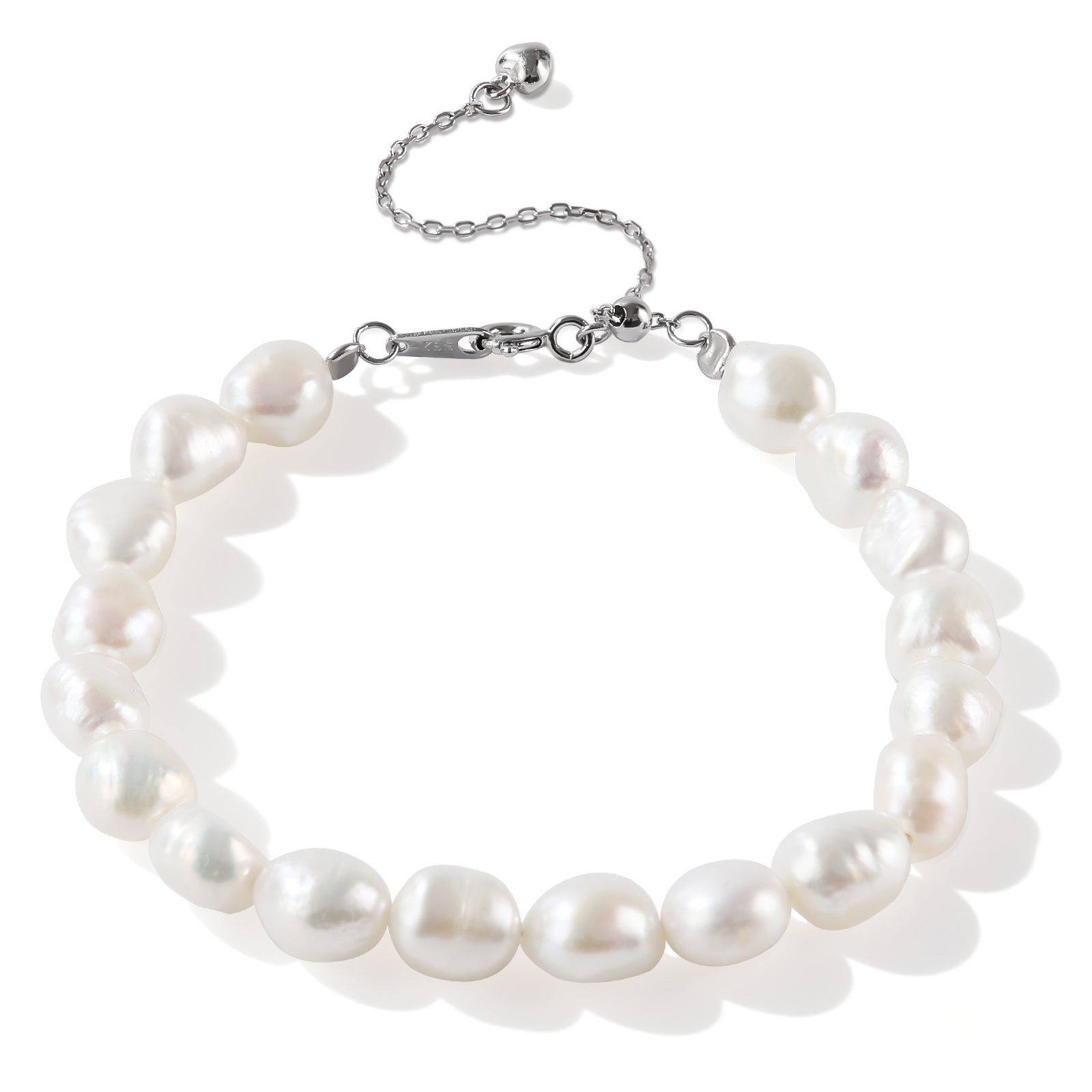 S925 Baroque Pearl Bracelet for Women – 7–8mm Natural Pearls, Adjustable Link Design, Elegant Gift for Women, Mom, Wife