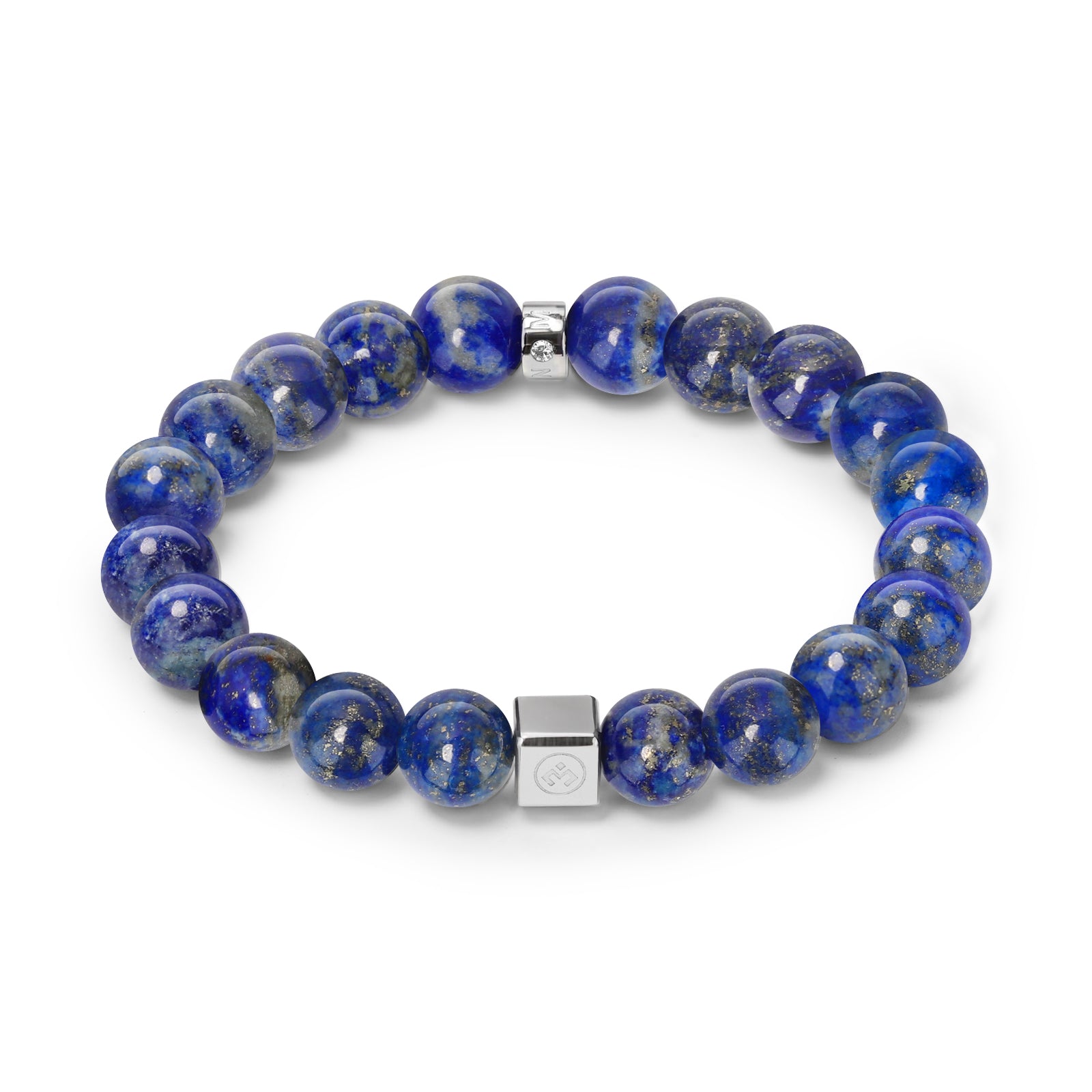 Men’s Beaded Bracelet – Handcrafted 10MM Natural Stone Bracelet (Lapis Lazuli/Silver Sheen Obsidian), Symbolizing Faith & Strength