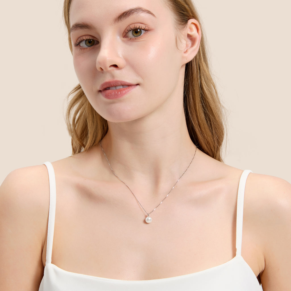 Freshwater Pearl Necklace for Women – 925 Sterling Silver Single Pearl Pendant, Dainty Everyday Jewelry, Gift for Birthday, Anniversary & Mother’s Day