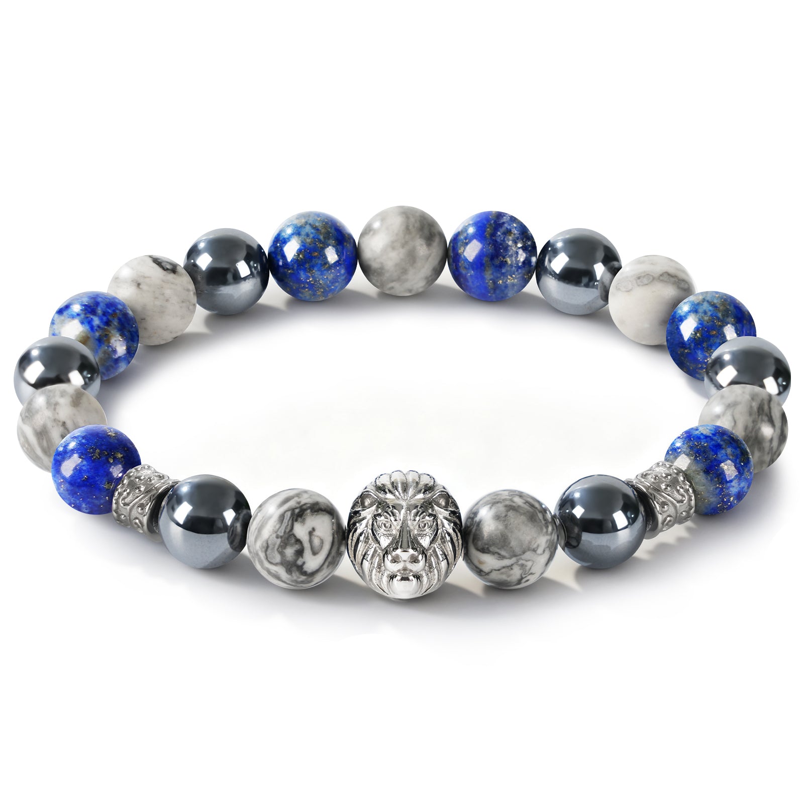 Lion Head Men’s Beaded Bracelet – Natural Gemstone Bracelet Symbolizing Courage, Strength & Inner Power