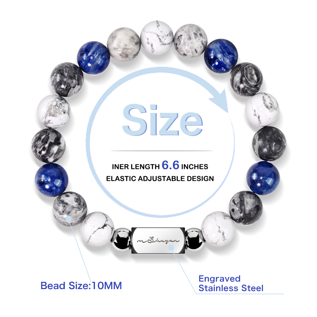 Men’s 10MM Natural Stone Bracelet – Handcrafted Energy Beads for Strength & Balance Featuring Tiger Eye, Howlite, Hematite, Agate, and More