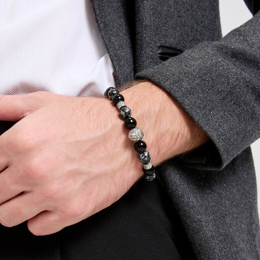 Lion Head Men’s Beaded Bracelet – Natural Gemstone Bracelet Symbolizing Courage, Strength & Inner Power