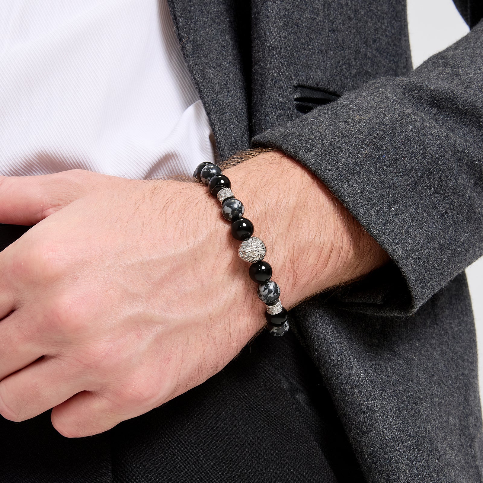 Lion Head Men’s Beaded Bracelet – Natural Gemstone Bracelet Symbolizing Courage, Strength & Inner Power