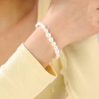 S925 Baroque Pearl Bracelet for Women – 7–8mm Natural Pearls, Adjustable Link Design, Elegant Gift for Women, Mom, Wife