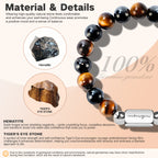 Men’s 10MM Natural Stone Bracelet – Handcrafted Energy Beads for Strength & Balance Featuring Tiger Eye, Howlite, Hematite, Agate, and More