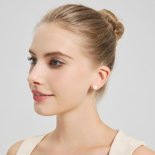 925 Sterling Silver Pearl Stud Earrings for Women – Natural Freshwater Pearls, 18K White Gold Plated, Hypoallergenic & Perfect for Everyday Elegance