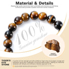 Men’s 10MM Natural Stone Bracelet – Handcrafted Energy Beads for Strength & Balance Featuring Tiger Eye, Howlite, Hematite, Agate, and More