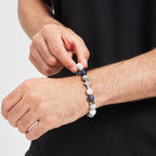 Men’s Christian Cross Energy Bracelet – 10mm Natural Stone Beads for Faith, Spiritual Protection & Inner Strength | Tiger Eye, Hematite, Obsidian, Blue Vein, Map Stone, Howlite