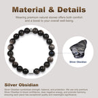 Men’s Beaded Bracelet – Handcrafted 10MM Natural Stone Bracelet (Lapis Lazuli/Silver Sheen Obsidian), Symbolizing Faith & Strength