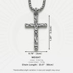 S925 Sterling Silver Cross Necklace for Men – Handcrafted Vintage Hammered & Diagonal Textured Cross with Oxidized Finish, A Symbol of Faith, Spiritual Protection, Inner Strength & Devotion