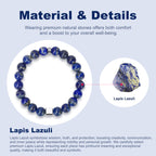 Men’s Beaded Bracelet – Handcrafted 10MM Natural Stone Bracelet (Lapis Lazuli/Silver Sheen Obsidian), Symbolizing Faith & Strength