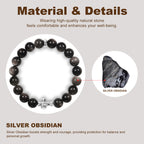 Mens Christian Cross Bracelet – Natural Gemstones (Silver Obsidian/Lapis Lazuli/Tiger Eye) – Adjustable, Symbol of Faith & Protection