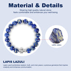 Mens Christian Cross Bracelet – Natural Gemstones (Silver Obsidian/Lapis Lazuli/Tiger Eye) – Adjustable, Symbol of Faith & Protection