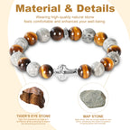 Mens Christian Cross Bracelet – Natural Gemstones (Silver Obsidian/Lapis Lazuli/Tiger Eye) – Adjustable, Symbol of Faith & Protection