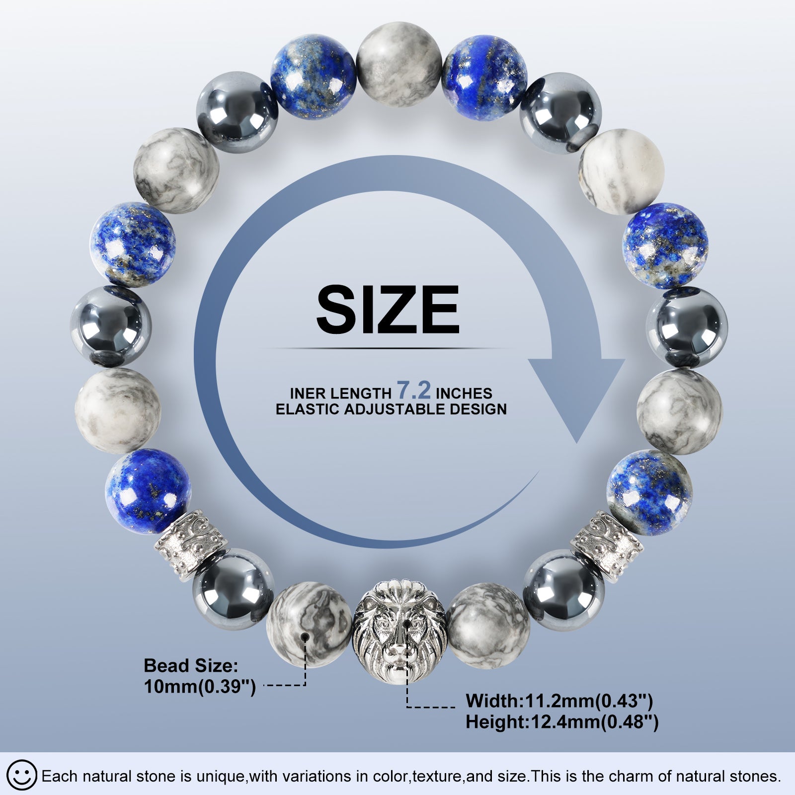 Lion Head Men’s Beaded Bracelet – Natural Gemstone Bracelet Symbolizing Courage, Strength & Inner Power
