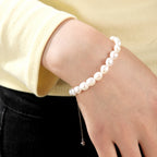 S925 Baroque Pearl Bracelet for Women – 7–8mm Natural Pearls, Adjustable Link Design, Elegant Gift for Women, Mom, Wife