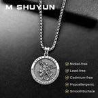 925 Sterling Silver St. Michael Necklace – Christian Archangel Medal Pendant with Stainless Steel Chain, Symbol of Divine Protection, Faith & Strength