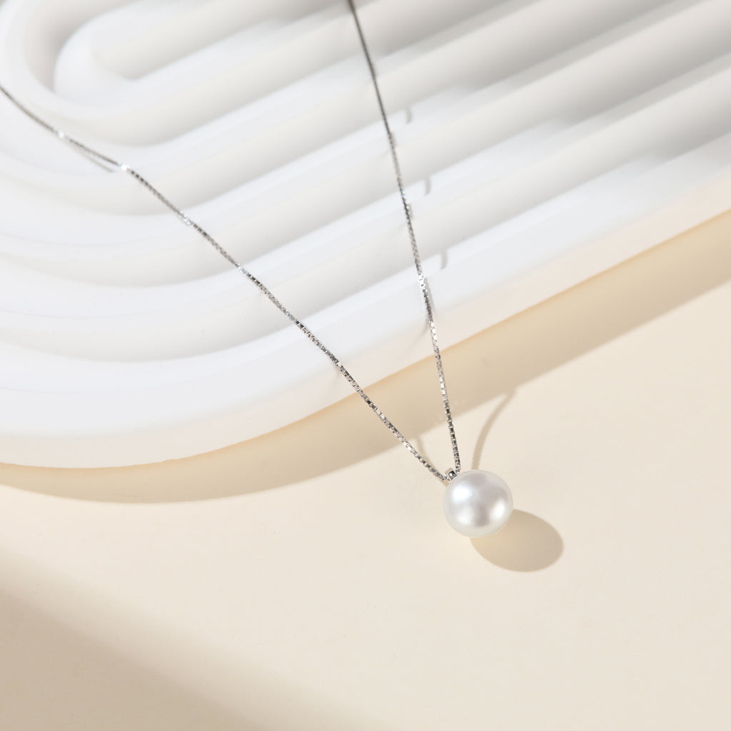 Freshwater Pearl Necklace for Women – 925 Sterling Silver Single Pearl Pendant, Dainty Everyday Jewelry, Gift for Birthday, Anniversary & Mother’s Day