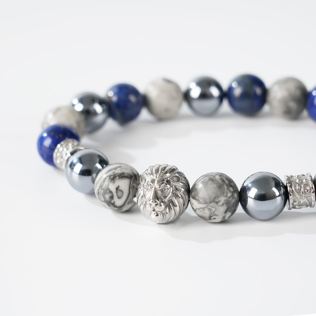 Lion Head Men’s Beaded Bracelet – Natural Gemstone Bracelet Symbolizing Courage, Strength & Inner Power