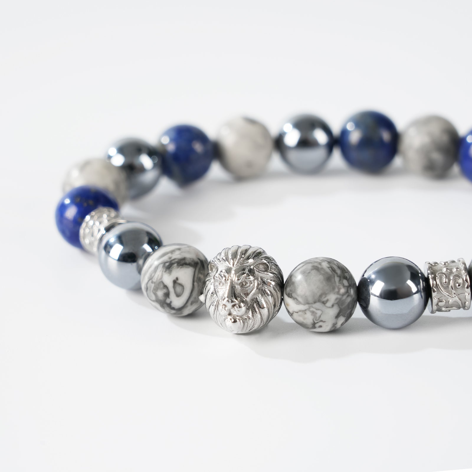 Lion Head Men’s Beaded Bracelet – Natural Gemstone Bracelet Symbolizing Courage, Strength & Inner Power