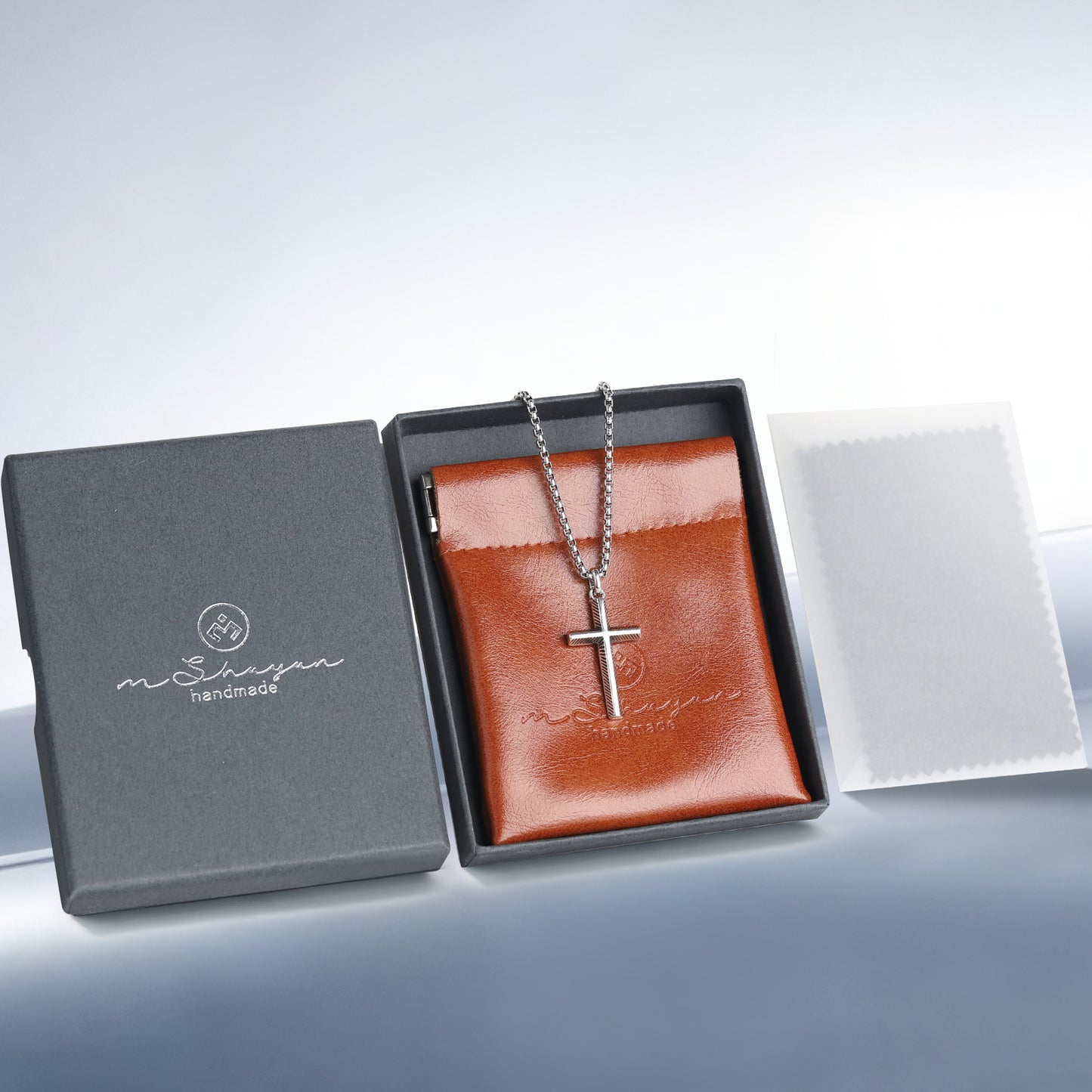 925 Silver Cross Necklace for Men, Handcrafted Hammered/Diagonal-Texture Sterling Silver Pendant, Symbolizing Faith and Strength – Gift for Men for Father’s Day, Christmas, Birthday, and More.