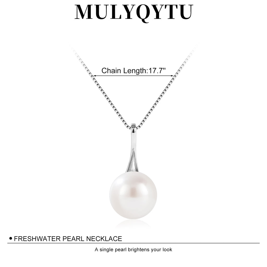 Freshwater Pearl Necklace for Women – 925 Sterling Silver Single Pearl Pendant, Dainty Everyday Jewelry, Gift for Birthday, Anniversary & Mother’s Day