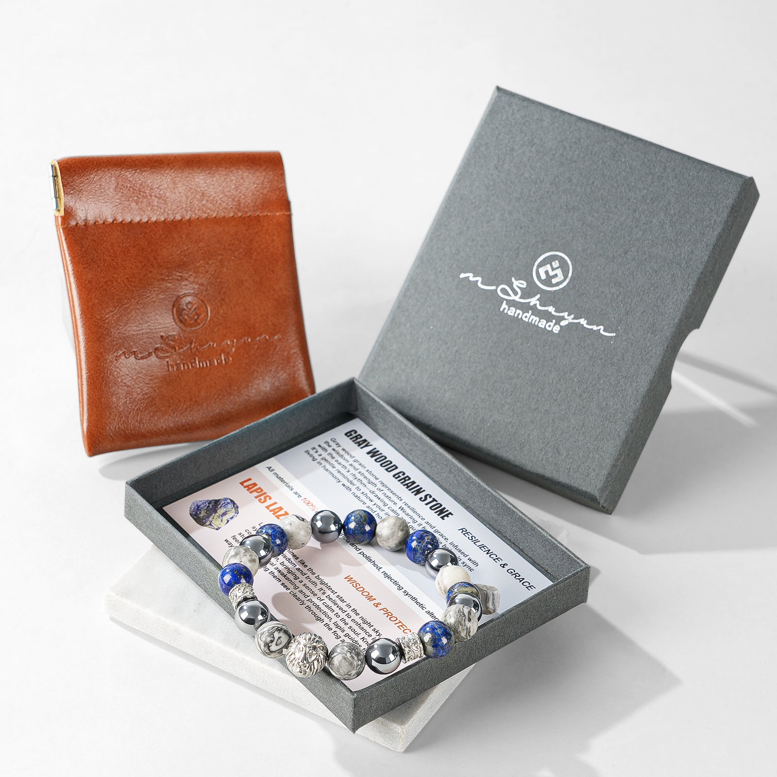 Lion Head Men’s Beaded Bracelet – Natural Gemstone Bracelet Symbolizing Courage, Strength & Inner Power