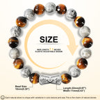 Viking Rune Beaded Bracelet for Men – Natural Gemstones (Lapis Lazuli/Black Agate/Tiger Eye) – Adjustable Elastic, Symbol of Strength & Protection, Perfect Gift for Men