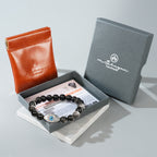 Men’s Evil Eye Beaded Bracelet – 10mm Natural Gemstones (Tiger Eye/ Silver Obsidian/Black Agate/Tiger Eye)) with Protection Charm – Adjustable Elastic, Symbol of Strength & Protection, Perfect Gift for Men