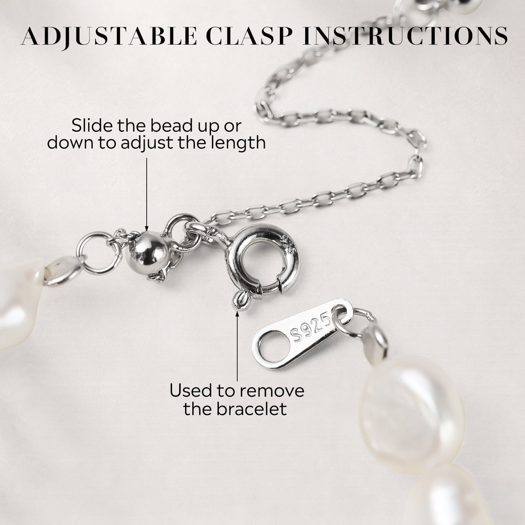 S925 Baroque Pearl Bracelet for Women – 7–8mm Natural Pearls, Adjustable Link Design, Elegant Gift for Women, Mom, Wife