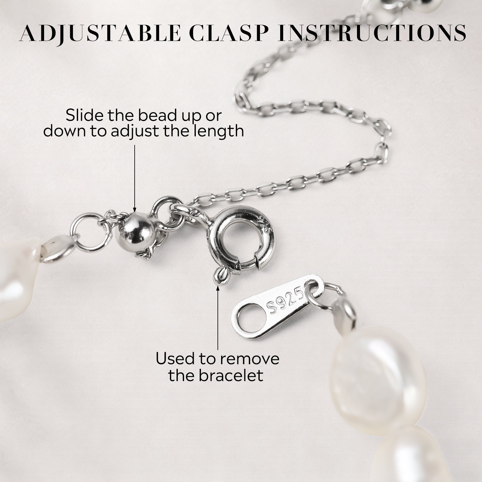 S925 Baroque Pearl Bracelet for Women – 7–8mm Natural Pearls, Adjustable Link Design, Elegant Gift for Women, Mom, Wife