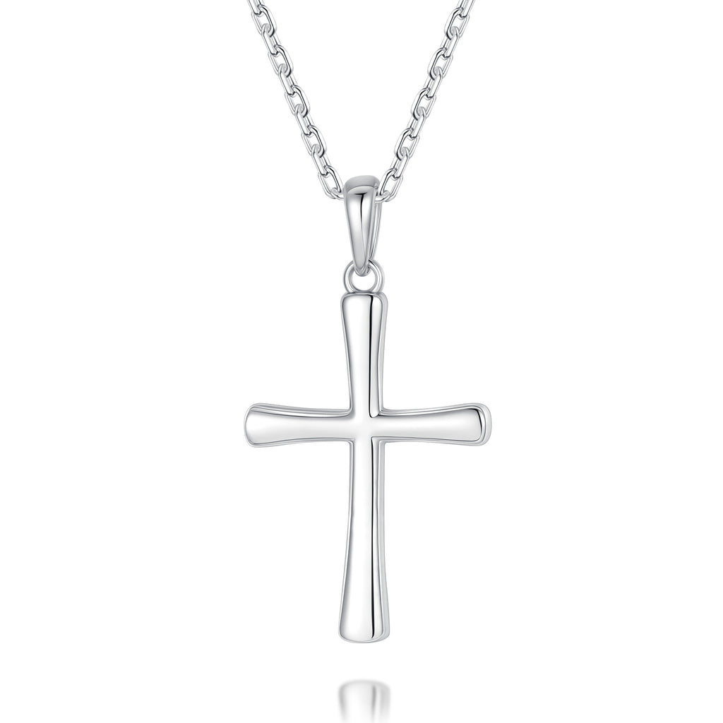 Women's Cross Necklace, Handcrafted from S925 sterling silver, Plated in white gold, with 11 hand-set A+ grade cubic zirconia stones (18 + 2 in).